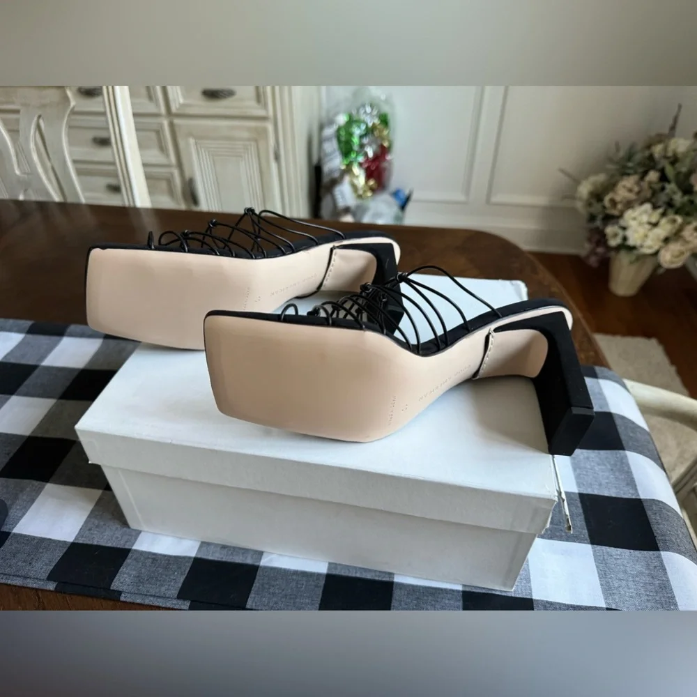 New! Good American Shoes Good American Black Neoprene Caged Mule‎